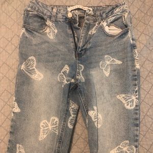 Tinseltown - Butterfly print mom jeans